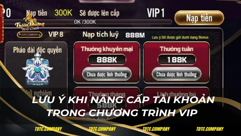Lưu ý khi nâng cấp tài khoản trong chương trình VIP